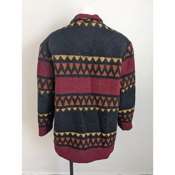 David Paul NY Size Large Southwestern Jacket Red Brown Yellow Wool Blend Pockets - Picture 9 of 11